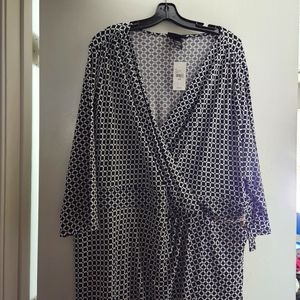 Lane Bryant black/white faux wrap dress size 26/28